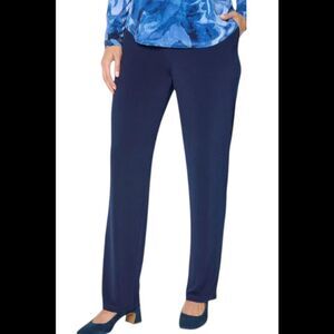 Susan Graver Women's Liquid Knit Pant Navy - Petite